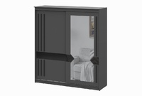 Шкаф-купе №25 Блэк ЛАЙТ 2,0м Графит серый/Лакобель/Черный матовый - интернет-магазин недорогой мебели "Мебель в дом" город Советский, город Югорск