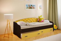 Кровать Софа-8 с мягкой спинкой венге/желтый - интернет-магазин недорогой мебели "Мебель в дом" город Советский, город Югорск