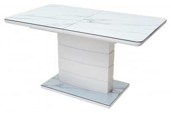 Стол ALTA 140 GREY-WHITE MARBLE/ WHITE глазурованное стекло - интернет-магазин недорогой мебели "Мебель в дом" город Советский, город Югорск